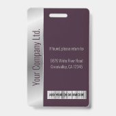 Burgundy Silver ID für personalisierte Unternehmen Ausweis (Rückseite)