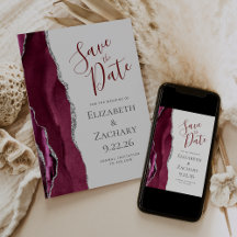 Burgundy Silver Light Grau Foto Save the Date