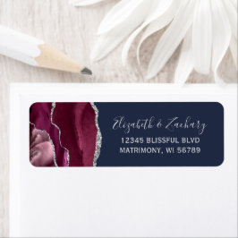 Burgundy Silver Navy Blue Wedding Rücksendeadresse