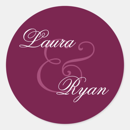 BURGUNDY SILVER PINK Monogram Wedding Sticker (Vorderseite)