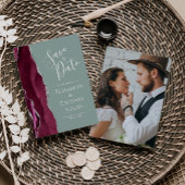 Burgundy Silver Sage Green Foto Save the Date Einladung
