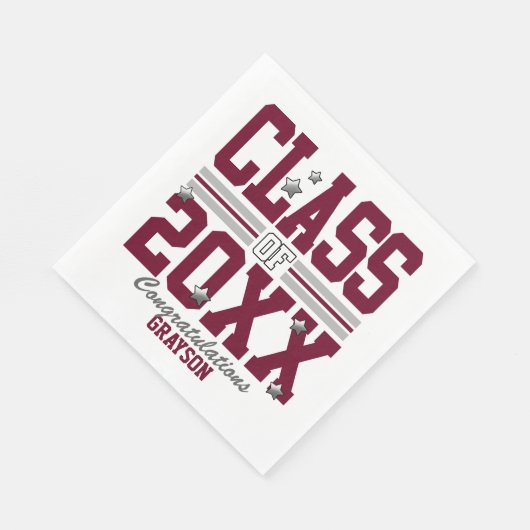 Burgundy|Silver Schließ Class Year Serviette (Ecke)