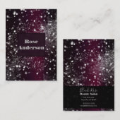Burgundy Silver Sparkling Lights Sparkle Glitzer Visitenkarte (Vorne/Hinten)