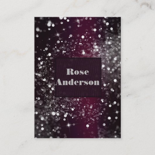 Burgundy Silver Sparkling Lights Sparkle Glitzer Visitenkarte (Vorderseite)