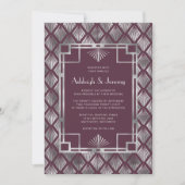 Burgundy Silver Vintag Deko Pattern Wedding Einladung (Vorderseite)