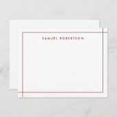 Burgundy Simple Border Corner Square Note Card Mitteilungskarte (Vorne/Hinten)