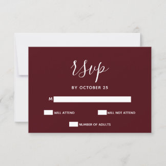 Burgundy Simple Calligraphy Moderne UAWG RSVP Karte