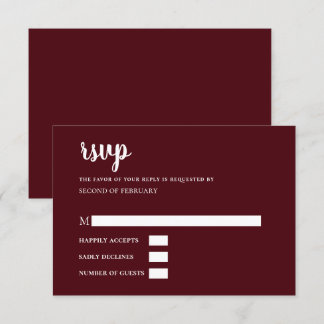 Burgundy Simple Calligraphy Moderne UAWG RSVP Karte