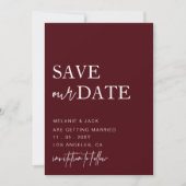 Burgundy Simple Calligraphy Save the Date (Vorderseite)