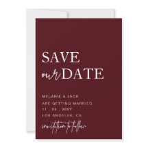Burgundy Simple Calligraphy Save the Date