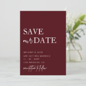 Burgundy Simple Calligraphy Save the Date (Stehend Vorderseite)