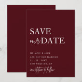 Burgundy Simple Calligraphy Save the Date (Vorne/Hinten)