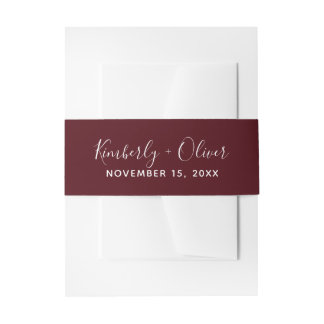 Burgundy Simple Calligraphy Wedding Einladungsbanderole