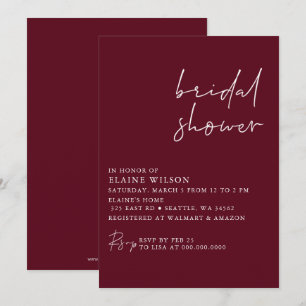 Burgundy Simple Elegante Modernes Brautparty Einladung