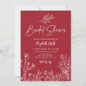 Burgundy Simple Elegantes Minimalistisches Brautpa Einladung (Vorderseite)