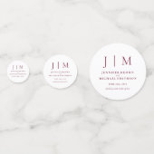 Burgundy Simple Formal Monogram Classic Wedding Konfetti (Rückseiten)