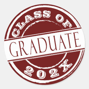 Burgundy Simple Graduate Runder Aufkleber