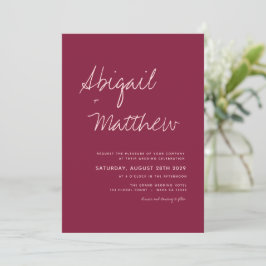 Burgundy Simple Minimalistisch Boho Foto Wedding Einladung