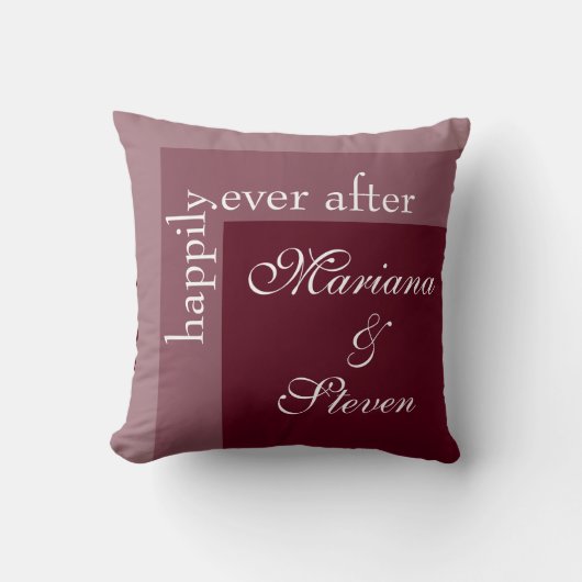 Burgundy Simple Modern Chic Script Wedding Kissen (Vorderseite)