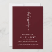 Burgundy Simple Modern Save the Date Ankündigung (Vorderseite)