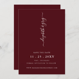 Burgundy Simple Modern Save the Date Ankündigung