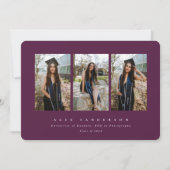 Burgundy Simple Modern Triple Foto Abschluss Ankündigung (Vorderseite)