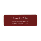 Burgundy Simple Script Return Address Label (Vorne)