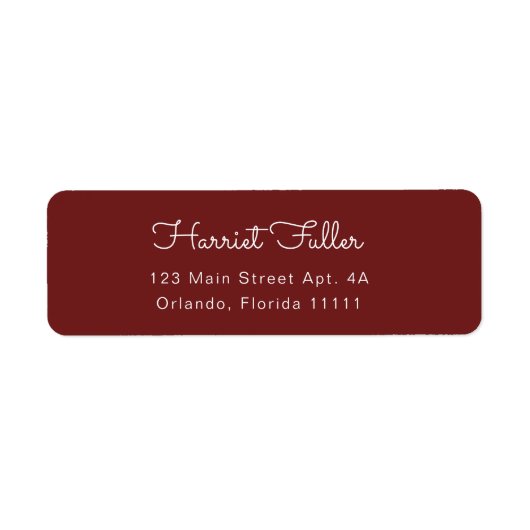 Burgundy Simple Script Return Address Label (Vorne)