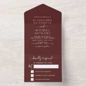 Burgundy Simple Wedding Modern Typografy Romantic All In One Einladung (Innen Boden)