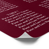 BURGUNDY SITZENCHART|DIY FARBE POSTER (Ecke)