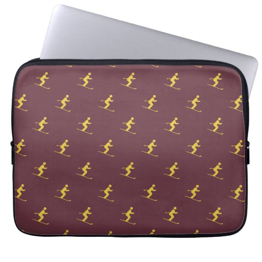Burgundy Skier Laptop Sleeve (Vorderseite)