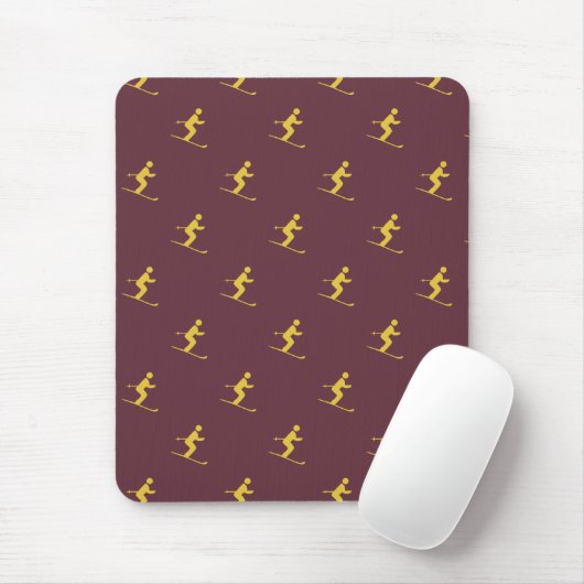 Burgundy Skier Mousepad (Mit Mouse)