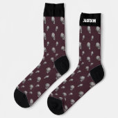 Burgundy Skull Halloween Socks with Name Socken (Linkes Detail)