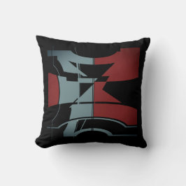 Burgundy Slate Blue Curved Geometric Design Kissen