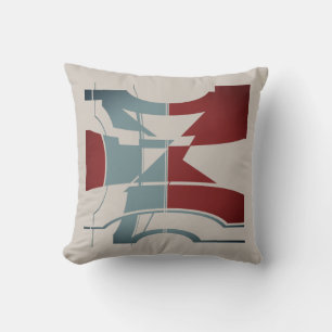 Burgundy Slate Blue Gray Curved Geometric Design Kissen