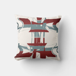 Burgundy Slate Blue Off-White Geometric Art Design Kissen