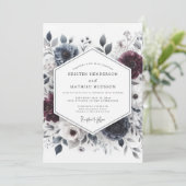 Burgundy & Slate Ethereal Bloom Wedding Einladung (Stehend Vorderseite)