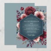 Burgundy Slate Vesper Wedding Einladung (Vorne/Hinten)