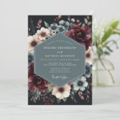 Burgundy Slate Vesperal Wedding Einladung (Stehend Vorderseite)