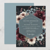 Burgundy Slate Vesperal Wedding Einladung (Vorne/Hinten)