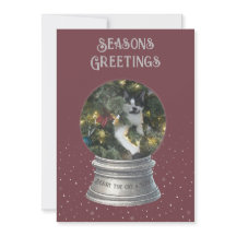 Burgundy Snow Globe Foto Flat Holiday Card