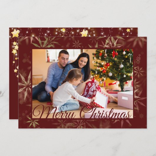 Burgundy Snowflake Ein Foto Weihnachten (Vorne/Hinten)