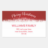 Burgundy Snowflakes Rücksendeadresse Rechteckiger Aufkleber (Vorderseite)