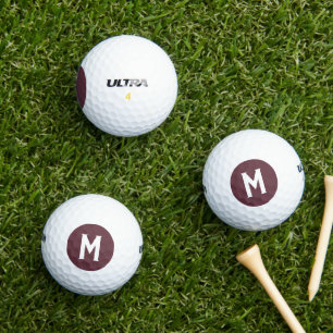 Burgundy Solid Color Customizing Letter Golfball