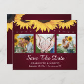 Burgundy Sonnenblume 3 Foto Speichern Sie die Datu Save The Date (Vorne/Hinten)