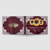 Burgundy Sonnenblume Rustic Wood Lace Wedding Gästebuch (Voll)