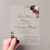 Burgundy Spanish Wedding Akryllische Einladung (Insitu (Handheld))