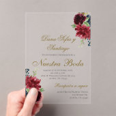 Burgundy Spanish Wedding Akryllische Einladung (Insitu (Handheld))