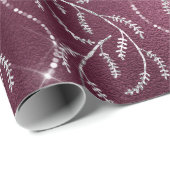 Burgundy Spark Foil Floral Silver Grau Beet Geschenkpapier (Rolleneckpunkt)