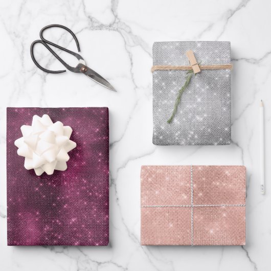 Burgundy Sparkle Geschenkpapier Set (Vorderseite)
